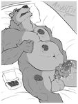  amwulf balls bear bed bedroom belly biceps black_nose black_skin box chubby cookie crum cum cum_on_hand cum_on_penis cum_string cumshot erection eyes_closed food fur greyscale hi_res humanoid_penis lying male mammal manly masturbation monochrome musclegut muscles navel nipple_pinch nipples nude open_mouth orgasm pecs penis pillow sharp_teeth solo spread_legs spreading teeth tongue uncut 