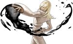  belt blonde_hair blue_eyes cropped_jacket fingerless_gloves gloves hair_over_one_eye highres long_hair male_focus official_art ogura_eisuke pale_skin pants saiki_(kof) solo the_king_of_fighters the_king_of_fighters_xiii transparent_background 