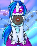  anthrofied blue_hair breasts clothing cutie_mark equine eyewear female friendship_is_magic glasses hair horn looking_at_viewer mammal mouth_hold my_little_pony panties ppony red_eyes rozga-chan solo sunglasses two_tone_hair underwear undressing unicorn vinyl_scratch_(mlp) 