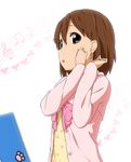  brown_eyes brown_hair earrings hirasawa_yui igashiko jewelry k-on! short_hair 