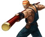  bandana billy_kane fatal_fury fighting_stance fingerless_gloves gloves highres male_focus muscle official_art ogura_eisuke overalls pouch shirtless solo staff the_king_of_fighters the_king_of_fighters_xiii transparent_background 