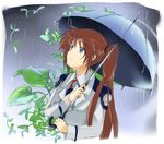  lyrical_nanoha mahou_shoujo_lyrical_nanoha_strikers military military_uniform rain side_ponytail solo takamachi_nanoha tsab_air_military_uniform umbrella uniform 