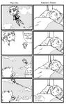  4koma azumanga_daiou comic crossover dio_brando dreaming greyscale jojo_no_kimyou_na_bouken kakyouin_noriaki kasuga_ayumu mihama_chiyo monochrome multiple_boys parody 