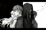  2girls bad_id bad_pixiv_id cleo_everlastin greyscale headband jan leki long_hair lottesia_clewbustar majutsushi_orphen monochrome multiple_boys multiple_girls orphen uys_els_ito_egum_ed_gorgon 