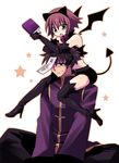  1girl artist_request black_hair blue_eyes book brown_hair chinese_clothes demon elbow_gloves gloves green_eyes raven_(tales) ribbon rita_mordio tail tales_of_(series) tales_of_vesperia thighhighs wings 