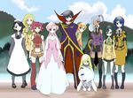  6+girls ashford_academy_uniform blue_eyes c.c. cecile_croomy code_geass cosplay crossover euphemia_li_britannia flipped_hair headband kallen_stadtfeld lelouch_lamperouge long_hair milly_ashford multiple_girls nina_einstein non-web_source parody red_hair sayonara_zetsubou_sensei school_uniform shinozaki_sayoko shirley_fenette short_hair source_request style_parody thighhighs villetta_nu zero_(code_geass) 