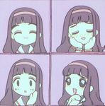 :d :o ^_^ ^o^ artist_request bangs blunt_bangs blush cardcaptor_sakura closed_eyes daidouji_tomoyo expressions hairband looking_at_viewer lowres open_mouth own_hands_together parted_lips purple_background simple_background smile sparkle upper_body 