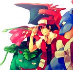  baseball_cap blastoise charizard dada_(dolce) dragon gen_1_pokemon hat male_focus pixiv_red pokemon pokemon_(creature) pokemon_(game) pokemon_rgby red_(pokemon) super_smash_bros. venusaur 