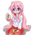  blue_eyes food glasses long_hair lucky_star obentou omelet pink_hair pink_neckwear ryouou_school_uniform school_uniform serafuku solo takara_miyuki tako-san_wiener tamagoyaki yagami_(mukage) 