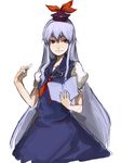  book dress grey_hair hat kamishirasawa_keine kasa long_hair red_eyes short_sleeves solo touhou very_long_hair 