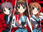  3girls all-out_attack asahina_mikuru bad_id bad_pixiv_id cut-in face ikari ikari_manatsu kita_high_school_uniform multiple_girls nagato_yuki parody persona persona_4 school_uniform suzumiya_haruhi suzumiya_haruhi_no_yuuutsu tears 