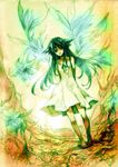  dress green_hair saya saya_no_uta wings 