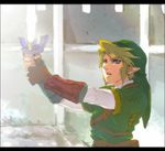  artist_request blonde_hair blue_eyes gloves link male_focus manly_tears master_sword pointy_ears solo sword tears the_legend_of_zelda weapon 