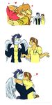  &lt;3 anthro anthrofied big_macintosh_(mlp) blonde_hair blue_eyes blush braeburn_(mlp) brown_hair caramel_(mlp) clothing couple equine eyes_closed eyewear freckles friendship_is_magic gay goggles green_eyes hair hasana-chan horse incest kissing male mammal my_little_pony pegasus plain_background pony soarin_(mlp) white_background wings wonderbolts_(mlp) 