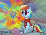  abstract_background ageplay clothing colorful cutie_mark diaper drooling drugs english_text equine female feral friendship_is_magic hair hallucination horse mammal multi-colored_hair my_little_pony onesie pacifier pony psychedelic purple_eyes rainbow_dash_(mlp) rainbow_hair saliva sitting smudge_proof solo text 