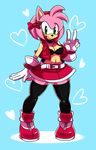  amy_rose anthro breasts cleavage clothed clothing cute female green_eyes hair hedgehog mammal navel pink_hair sega smile sonic_(series) sssonic2 