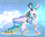  alternate_hairstyle clothing dress ear_piercing equine fantazyme female friendship_is_magic hair horn horse multi-colored_hair my_little_pony piercing pony princess_celestia_(mlp) purple_eyes solo winged_unicorn wings 