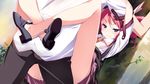  1girl against_tree clothed_sex cum erika_von_aufschnaiter game_cg hetero leg_lock legs_crossed material_brave material_brave_ignition purple_eyes red_hair sex smirk tree 