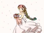  alternate_hairstyle bouquet braid bride dress flower hair_flower hair_ornament long_hair lum lum10 multicolored_hair petals rainbow_hair rose single_braid sleeveless sleeveless_dress urusei_yatsura wedding_dress white_dress 