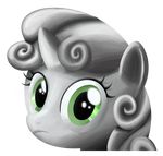  absurd_res alpha_channel black_and_white creepy equine female finalflutter friendship_is_magic green_eyes greyscale hi_res horn horse looking_at_viewer mammal monochrome my_little_pony plain_background pony portrait solo stare sweetie_belle_(mlp) transparent_background unicorn 