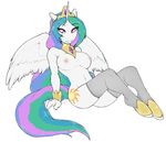  anthrofied breasts equine female friendship_is_magic horn legwear mammal my_little_pony nipples pose princess princess_celestia_(mlp) purple_eyes royalty solo stockings voxix winged_unicorn wings 