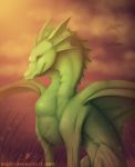  digital_media_(artwork) dragon feral grass horn membranous_wings scalie sitting spines western_dragon wings zagiir 