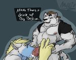  amwulf anthro balls biceps canine clothing cum cum_in_mouth cum_inside donryu_(character) dripping english_text erection eyes_closed eyewear feline fellatio fur gay hair male mammal muscles nude oral oral_sex pecs penis plain_background sex shirt text tiger vein vex_(character) white_tiger wolf 