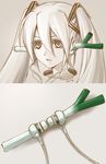  earphones hatsune_miku long_hair partially_colored solo spring_onion touyama_maki twintails very_long_hair vocaloid 