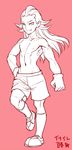  bad_id bad_pixiv_id hs2 inazuma_eleven inazuma_eleven_(series) long_hair male_focus monochrome muscle navel senguuji_yamato shirtless simple_background smile solo 