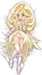  blonde_hair blush boots breasts bridal_gauntlets circlet cure_peace hair_flaps kise_yayoi knee_boots kneehighs long_hair navel nikke_(cherish) nipples no_panties no_pussy open_clothes precure princess_form_(smile_precure!) single_kneehigh single_thighhigh small_breasts smile_precure! solo thigh_boots thighhighs yellow yellow_eyes 