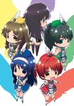  :&gt; :&lt; :d aqua_eyes black_hair black_scarf blue_eyes blue_hair boots brown_eyes brown_hair chibi futaba_aoi_(vividred_operation) green_hair hair_ornament hair_ribbon hairband hairclip hands_on_hips hands_together hat hat_feather isshiki_akane knee_boots kuroki_rei long_hair looking_back mizuki_maya multiple_girls national_shin_ooshima_school_uniform open_mouth outstretched_arms palette_suit ponytail purple_eyes red_hair ribbon saegusa_wakaba scarf school_uniform scrunchie shadow shinomiya_himawari short_shorts shorts smile spread_arms thighhighs twintails vividred_operation yellow_eyes 