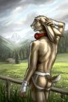  alps anthro back_muscles bandage butt fighter forest hare headphones imiak jockstrap lagomorph landscape male mountain nude tree underwear 