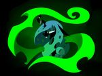  changeling equine fangs female feral friendship_is_magic green_eyes green_hair green_theme hair holes horn long_hair mammal my_little_pony queen_chrysalis_(mlp) solo underpable 