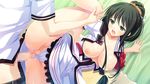  1girl breasts censored game_cg green_eyes highres himesato_isami large_breasts leg_lift lovesick_puppies nipples open_clothes open_mouth open_shirt panties panties_aside rozen5 sex shirt underwear vaginal 