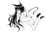  animal_ears bad_id bad_pixiv_id breasts earrings finger_to_mouth greyscale high_heels inui_sanagi jewelry long_hair long_legs medium_breasts monochrome nipples nude original shoes solo tail tattoo thighhighs 