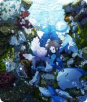  brown_hair bubble coral frillish gen_2_pokemon gen_4_pokemon gen_5_pokemon kyouhei_(pokemon) mantyke pokemon pokemon_(creature) pokemon_(game) pokemon_bw2 remoraid sexual_dimorphism shell shorts tamamochi underwater wetsuit 