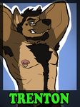  amwulf badge biceps big_muscles body_hair canine chest_hair dog eyewear fur german_shepherd hands_behind_head happy_trail looking_at_viewer male mammal muscles nipple_piercing nipples nude pecs piercing solo toned trenton 