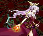  belt bracelet buckle hair_ribbon jewelry lavender_hair long_hair pfalz pink_hair ponytail red_eyes ribbon scabbard sheath solo sword touhou watatsuki_no_yorihime weapon 