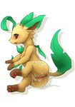  after_sex anus butt cum cum_on_butt digitigrade eeveelution female flucra hindpaw leafeon lying messy nintendo nude on_side pawpads paws plain_background pok&#233;mon pok&eacute;mon pussy soles solo toes video_games white_background 