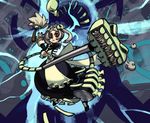  alex_ahad apron bloody_marie_(skullgirls) cleaning duster fighting_stance maid maid_apron maid_headdress red_eyes skull skullgirls twintails vacuum_cleaner white_hair wrist_cuffs 