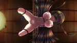  arms_behind_back bdsm blindfold blush bondage bound breast_bondage breasts from_below game_cg hanging_breasts huge_breasts jenmyou_sumire jyoshikosei_to_washitsu long_hair misooden navel nipples pussy rope shiny shiny_skin solo suspension two_side_up 