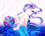  aqua_eyes artist_name bad_id bad_pixiv_id blue_hair bottle_miku fish hair_ribbon hatsune_miku highres jigsaw_puzzle liquid_hair long_hair puzzle reflection ribbon school_uniform seishiki serafuku sitting skirt socks solo twintails very_long_hair vocaloid water 