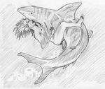  breasts claspers cum cum_in_pussy cum_inside erection female feral fish great greyscale hair human human_on_feral interspecies male mammal marine monochrome nude penis sea shark sketch unknown_artist water white 