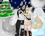  anthro canine christmas duo fennec fox holidays itachi itachi_uchiha koufuku(character) koufuku_(character) mammal moon night pregnant sharingan sharringan snow snowing steampunk wings 