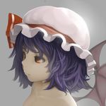  bat_wings blue_hair hat kuro_oolong nude profile red_eyes remilia_scarlet short_hair solo touhou wings 