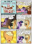  applejack_(mlp) blonde_hair cake candy comic cupcake dialog english_text equine female feral food freckles friendship_is_magic glowing green_eyes group hair hat horn horse house lollipop mammal my_little_pony pony purple_eyes purple_hair text timothy_fay twilight_sparkle_(mlp) two_tone_hair unicorn 