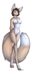  blue_eyes breasts canine female fox looking_at_viewer mammal maxxmissions nipples nude plain_background pussy solo standing white_background 