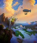  canterlot cliff cloud dirigible friendship_is_magic landscape my_little_pony rhads river scenery scenic water waterfall 