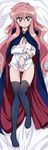 1girl absurdres dakimakura feet female fixed highres long_hair long_image looking_at_viewer louise_francoise_le_blanc_de_la_valliere lying no_shoes on_back panties pink_hair solo tall_image thighhighs underwear zero_no_tsukaima 