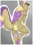  amwulf anthro briefs canine fennec fox fur licking licking_lips looking_at_viewer looking_back male mammal markings nude raised_leg solo tongue tongue_out underwear undressing 